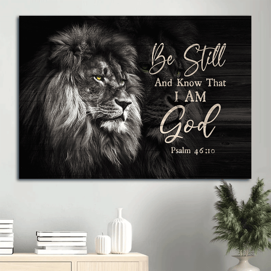 Jesus Landscape Canvas- Lion of Judah, Black and white painting, The amazing lion spirit- Gift for Christian - Landscape Canvas Prints, Wall Art