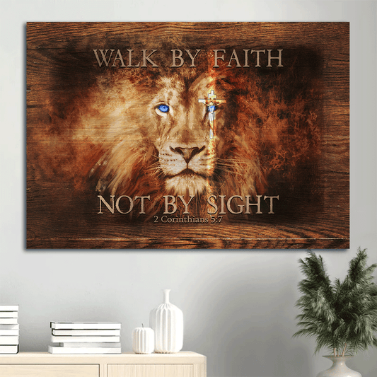 Jesus Landscape Canvas- Lion of Judah, Cross canvas- Gift for Christian- Walk by faith not by sight - Landscape Canvas Prints, Wall Art