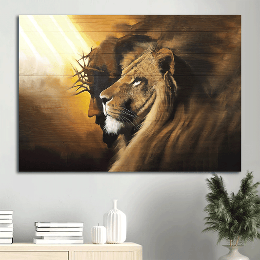Jesus Landscape Canvas- Jesus Painting, Awesome Lion and God canvas- Gift for Christian-  Landscape Canvas Prints, Wall Art