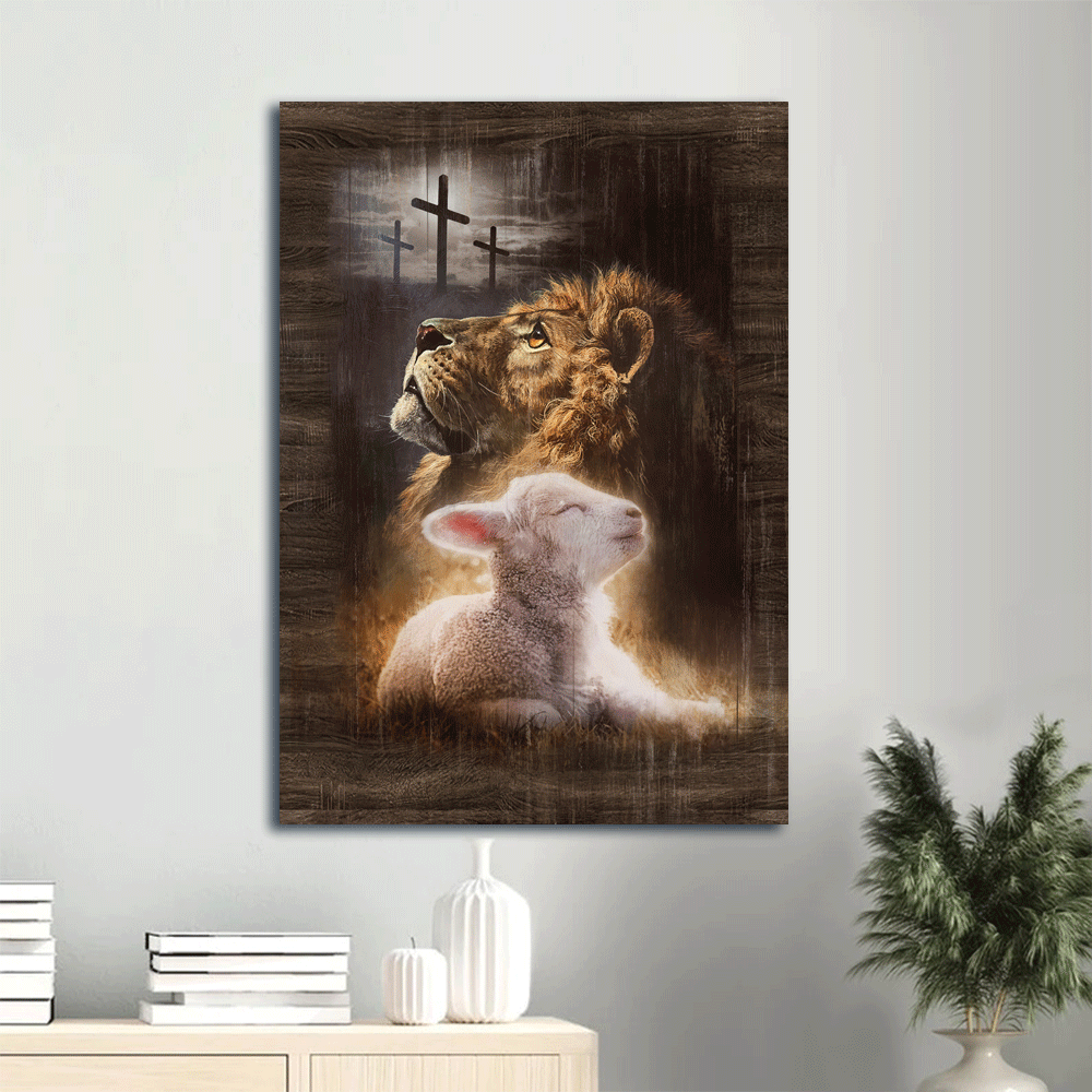 Jesus Portrait Canvas- Lion of Judah, Lamb of God, The rugged crosses- Gift for Christian - Portrait Canvas Prints, Christian Wall Art