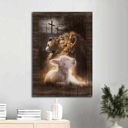 Jesus Portrait Canvas- Lion of Judah, Lamb of God, The rugged crosses- Gift for Christian - Portrait Canvas Prints, Christian Wall Art