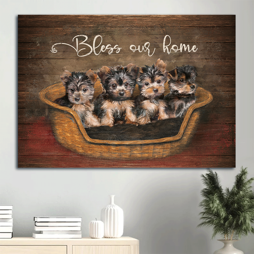 Yorkshire Terrier Landscape Canvas- Little Yorkshire Terriers- Gift for dog lover- Bless our home - Dogs Landscape Canvas Prints, Wall Art
