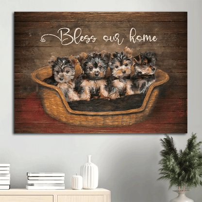 Yorkshire Terrier Landscape Canvas- Little Yorkshire Terriers- Gift for dog lover- Bless our home - Dogs Landscape Canvas Prints, Wall Art