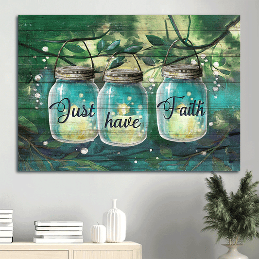 Jesus Landscape Canvas- Miracle glass jar, Magic forest, Amazing candles, Just have faith - Gift for Christian- Landscape Canvas Prints, Christian Wall Art