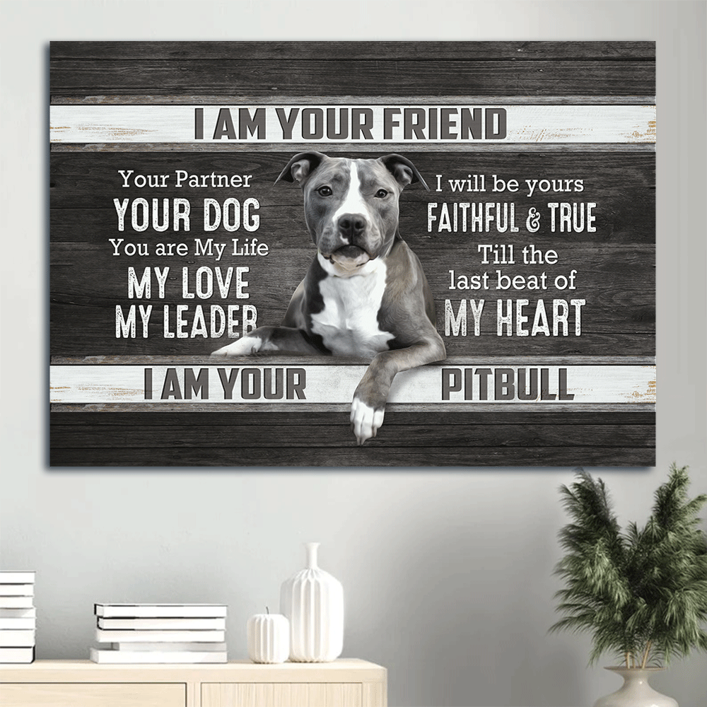 Pitbull Landscape Canvas- Pitbull drawing, Black and white painting canvas- Gift for dog lover- I am your friend - Dog Landscape Canvas Prints, Wall Art