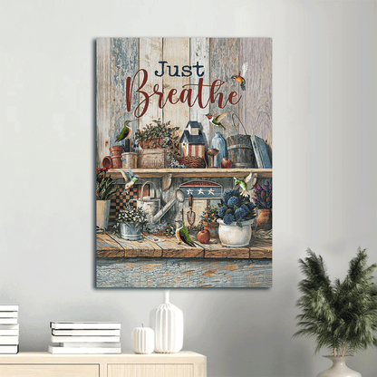 Jesus Portrait Canvas- Pretty kitchen, Watercolor hummingbird, Lovely scene, Just breathe- Gift for Christian - Portrait Canvas Prints, Christian Wall Art