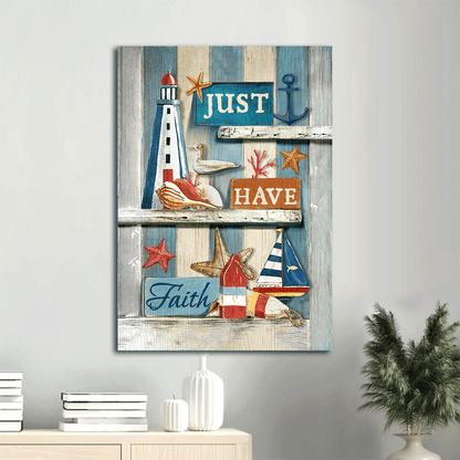 Jesus Portrait Canvas- Pretty lighthouse, Ocean vibe, Summer painting canvas- Gift for Christian- Just have faith - Portrait Canvas Prints, Christian Wall Art