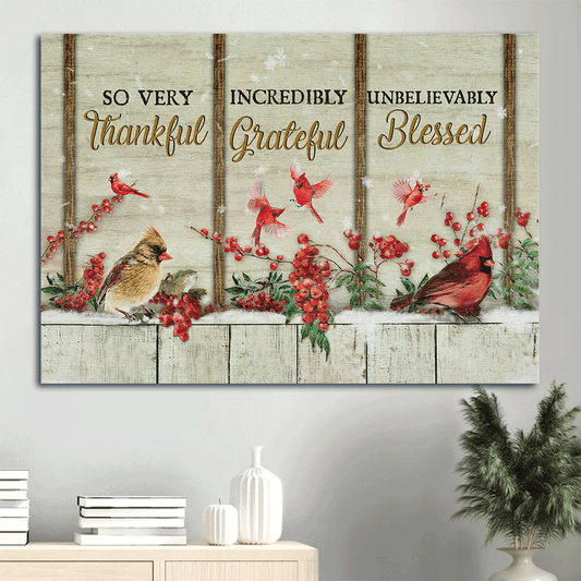 Memorial Landscape Canvas- Red cardinal, Beautiful cranberry, So very thankful- Gift for Christian - Heaven Landscape Canvas Prints, Wall Art