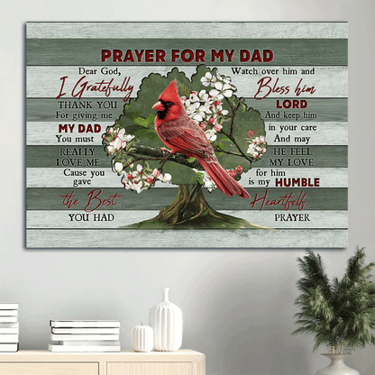 Memorial Landscape Canvas- Red cardinal, Bleeding heart vine- Memorial gift for members family- Prayer for my Dad- Heaven Landscape Canvas Prints, Wall Art