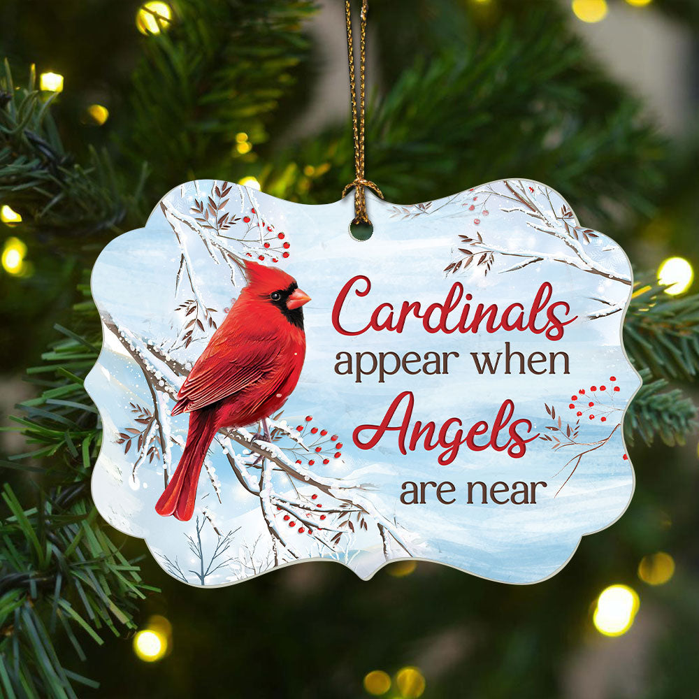 Heaven Benelux Aluminum Ornament - Red cardinal, Frozen cranberry, Winter forest - Memorial Gift For Family Members - Cardinals appear when angels are near