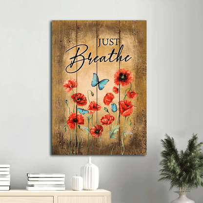 Jesus Portrait Canvas- Poppy, Blue Butterfly, Just breathe canvas- Gift for Christian - Portrait Canvas Prints, Wall Art