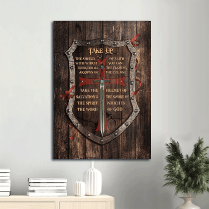 Jesus Portrait Canvas- Shield drawing, The warrior- Gift for Christian- Take up the shield of faith - Portrait Canvas Prints, Christian Wall Art