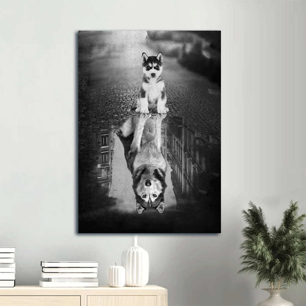 Siberian Husky Siberian Husky- Husky puppy, Now and then- Gift for Christian - Dog Portrait Canvas Prints, Wall Art