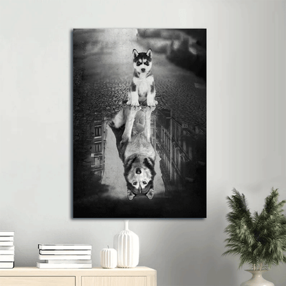 Siberian Husky Siberian Husky- Husky puppy, Now and then- Gift for Christian - Dog Portrait Canvas Prints, Wall Art