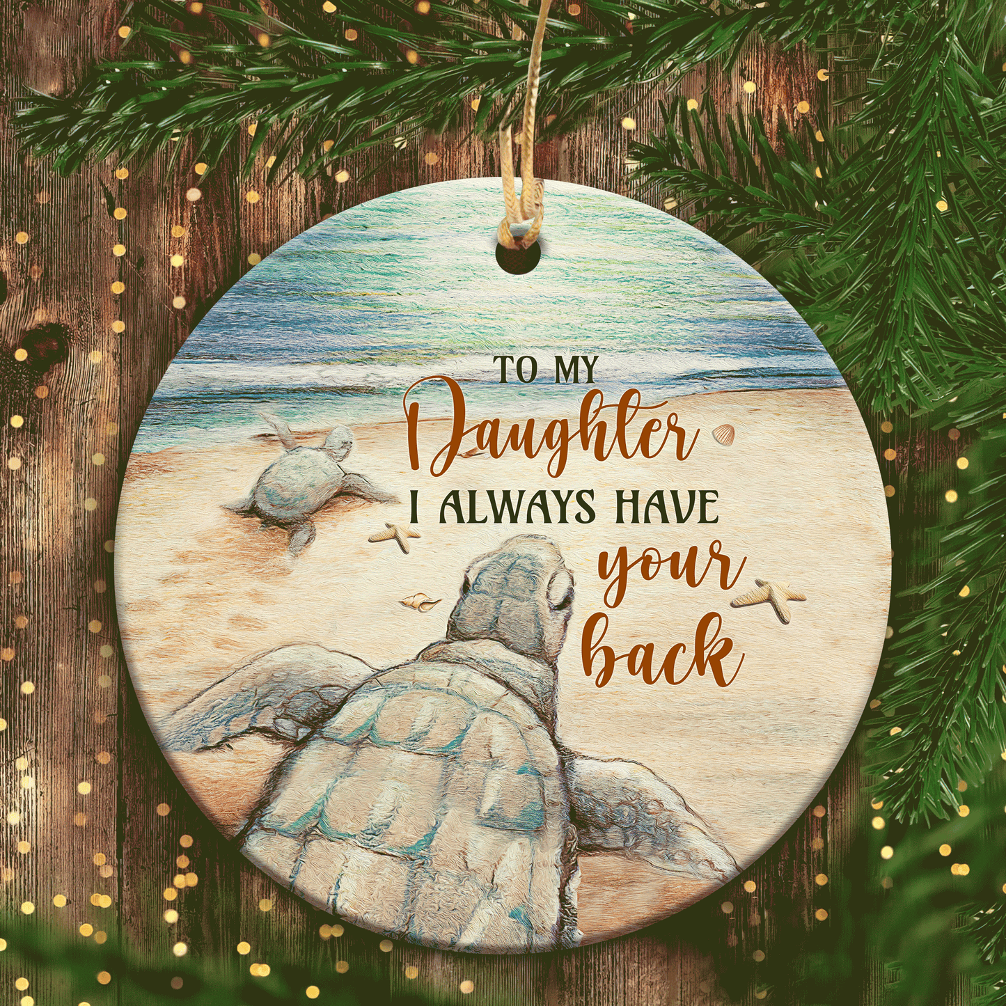 Christmas Gifts, Birthday Gifts For Daugher, Sea Turtle Family Ceramic Ornaments, To Son I Always Have Your Back