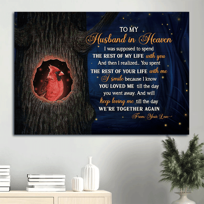 Memorial Gift For Husband Landscape Canvas - To My Husband In Heaven, Cardinal, Heaven Canvas - Memorial Gift For Member Family - Keep Loving Me Till We're Together Again