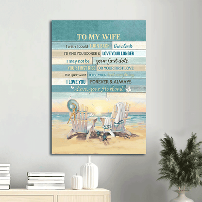 Gift For Wife Portrait Canvas - To My Wife, Beach Painting, Vintage Chairs, Family Canvas - Valentine's Day Gift For Couple, Spouse, Lover - I Love You Forever And Always