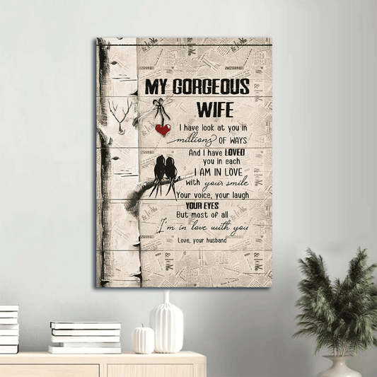 Gift For Wife Portrait Canvas - To My Wife, Black Bird, Paper Background, Family Canvas - Valentine's Day Gift For Couple, Spouse, Lover - I'm In Love With You