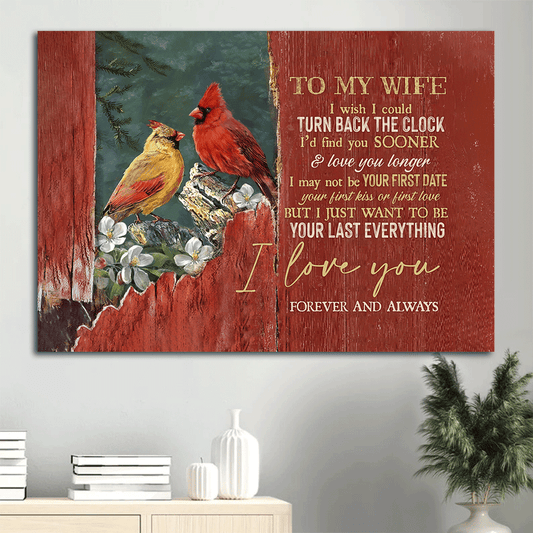 Gift For Wife Landscape Canvas - To My Wife, White Jasmine, Cardinal Drawing Canvas - Valentine's Day Gift For Couple, Spouse, Lover - I Love You Forever And Always
