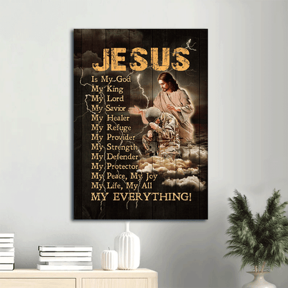Jesus Portrait Canvas- Soldier, Thunder- Gift for Christian- Jesus is my God - Portrait Canvas Prints, Wall Art
