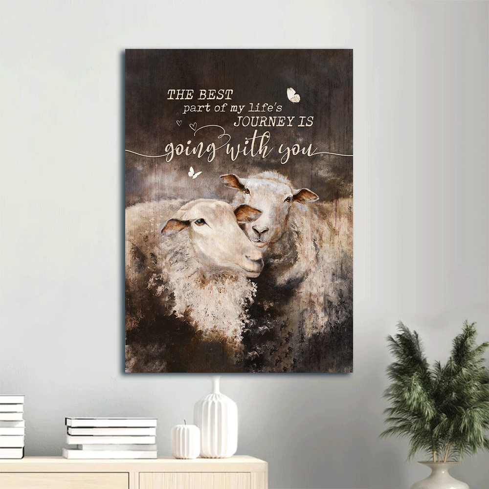 Couple Portrait Canvas - Vintage Painting, Lambs Painting Canvas - Valentine's Day Gift For Couple, Spouse, Lover, Husband, Wife, Boyfriend, Girlfriend - The Best Part Of My Life's Journey Is With You