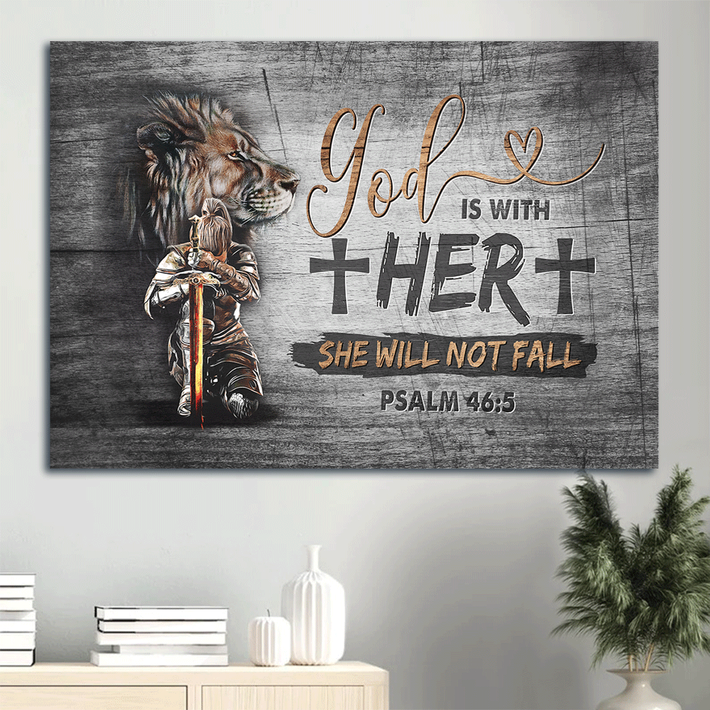 Jesus Landscape Canvas - Woman Warrior, Lion Of Judah, Cross Canvas - Gift For Christian - God Is With Her Canvas