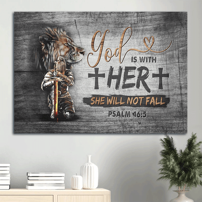 Jesus Landscape Canvas - Woman Warrior, Lion Of Judah, Cross Canvas - Gift For Christian - God Is With Her Canvas