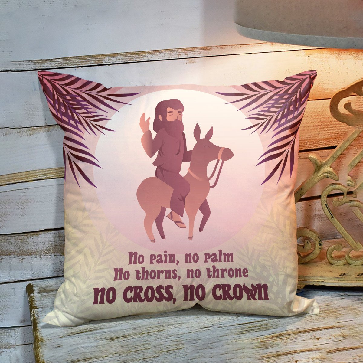 Bible Verse Pillow - Scripture Pillow - God Pillow -  No Cross No Crown - Jesus Pillow