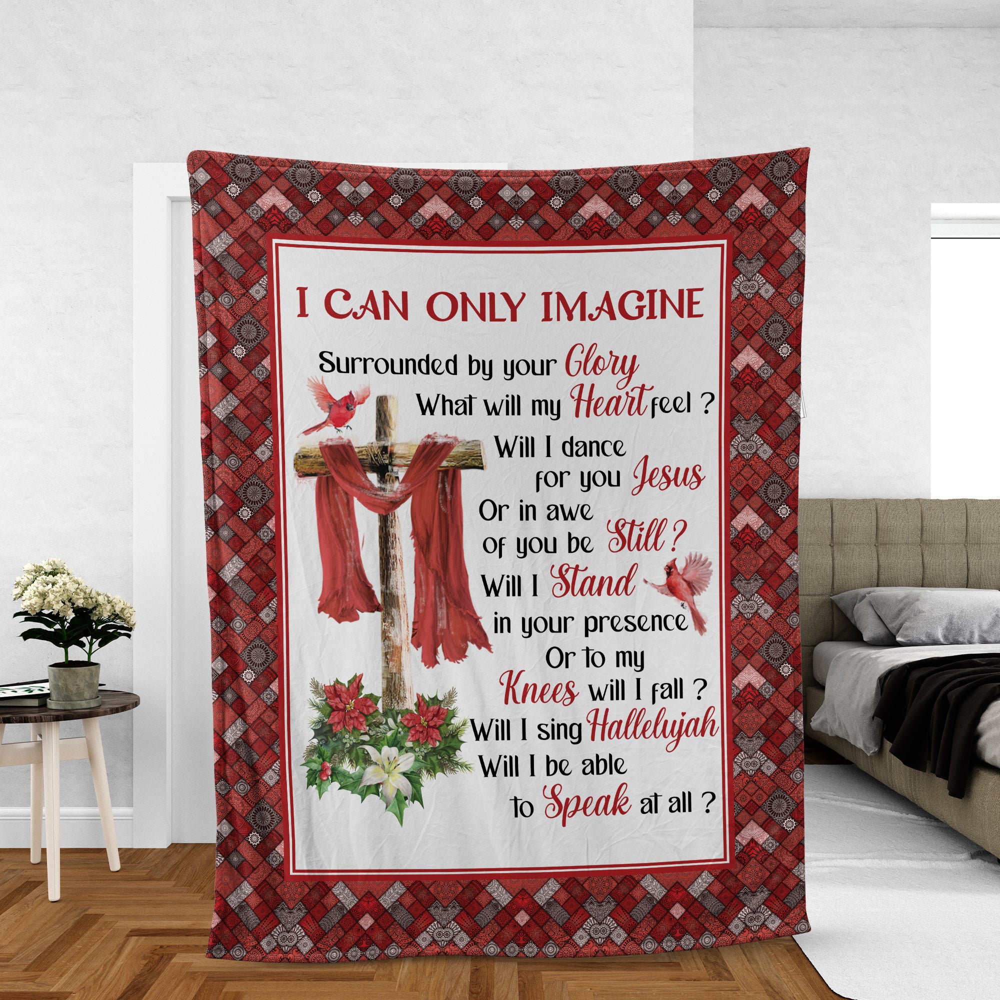 Christian Throw Blanket, Jesus Blanket, Faith Blanket, Red Cardinal Blanket, Inspirational Gift - Old Rugged Cross, Old Song, I Can Only Imagine