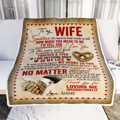 Gift For Wife, Couple Blanket, Personalized Blanket, Couple Ring Blanket, How Much You Mean To Me Blanket - Valentine, Christmas, Wedding Anniversary Fleece Blanket
