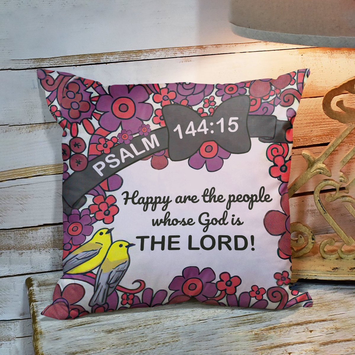 Bible Verse Pillow - Scripture Pillow - God Pillow -  Our God Is The Lord - Bird And Flower Pillow