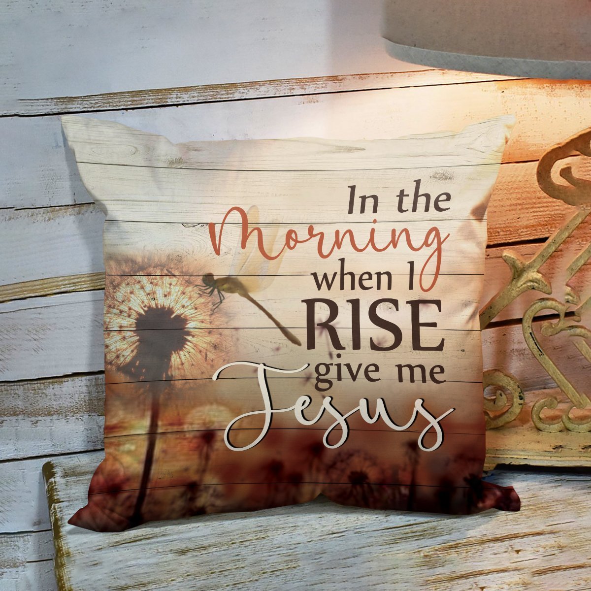 Bible Verse Pillow - Jesus Pillow - Gift For Christian - In The Morning When I Rise Give Me Jesus