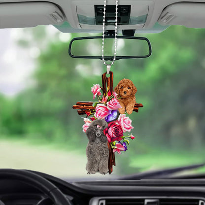 Poodle Roses and Jesus Ornament Best - Dog Car Hanging Ornament - Gift For Dog Mom, Dog Lover, Dog Owner
