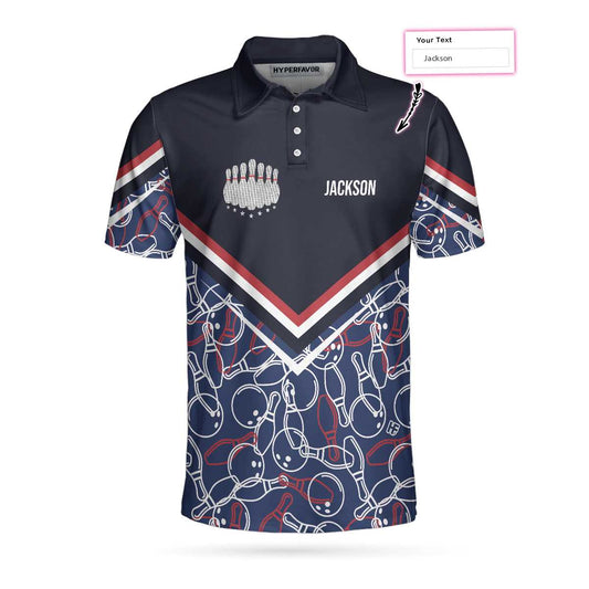 Personalized Bowling Pins Pattern Men Polo Shirt, Bowling Custom Shirt, Gift Idea For Men Golfers