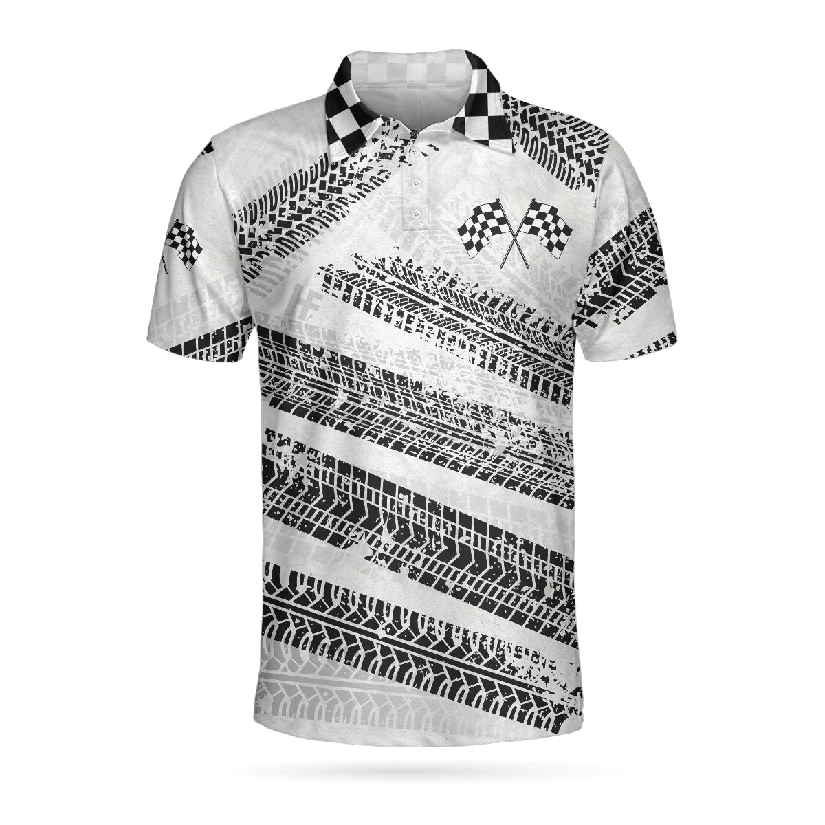 Race It Break It Fix It Short Sleeve Polo Shirt, Black And White Bike Tires Polo Shirt, Best Racing Shirt For Men