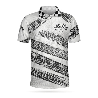 Race It Break It Fix It Short Sleeve Polo Shirt, Black And White Bike Tires Polo Shirt, Best Racing Shirt For Men
