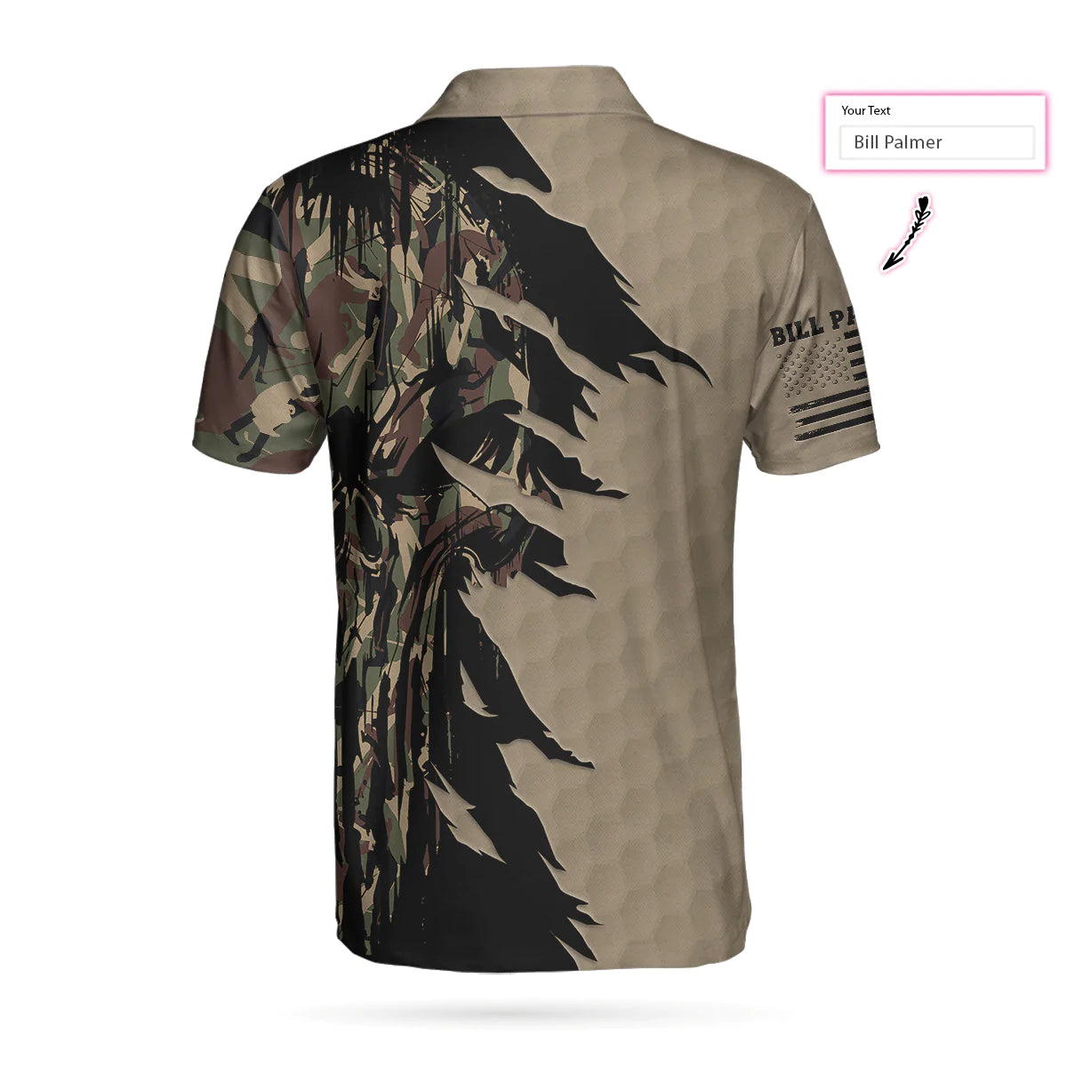 Personalized Ripped Vintage Golfing Clubs Skull Camouflaged Men Polo Shirt, Camo Golf Custom Shirt For Male