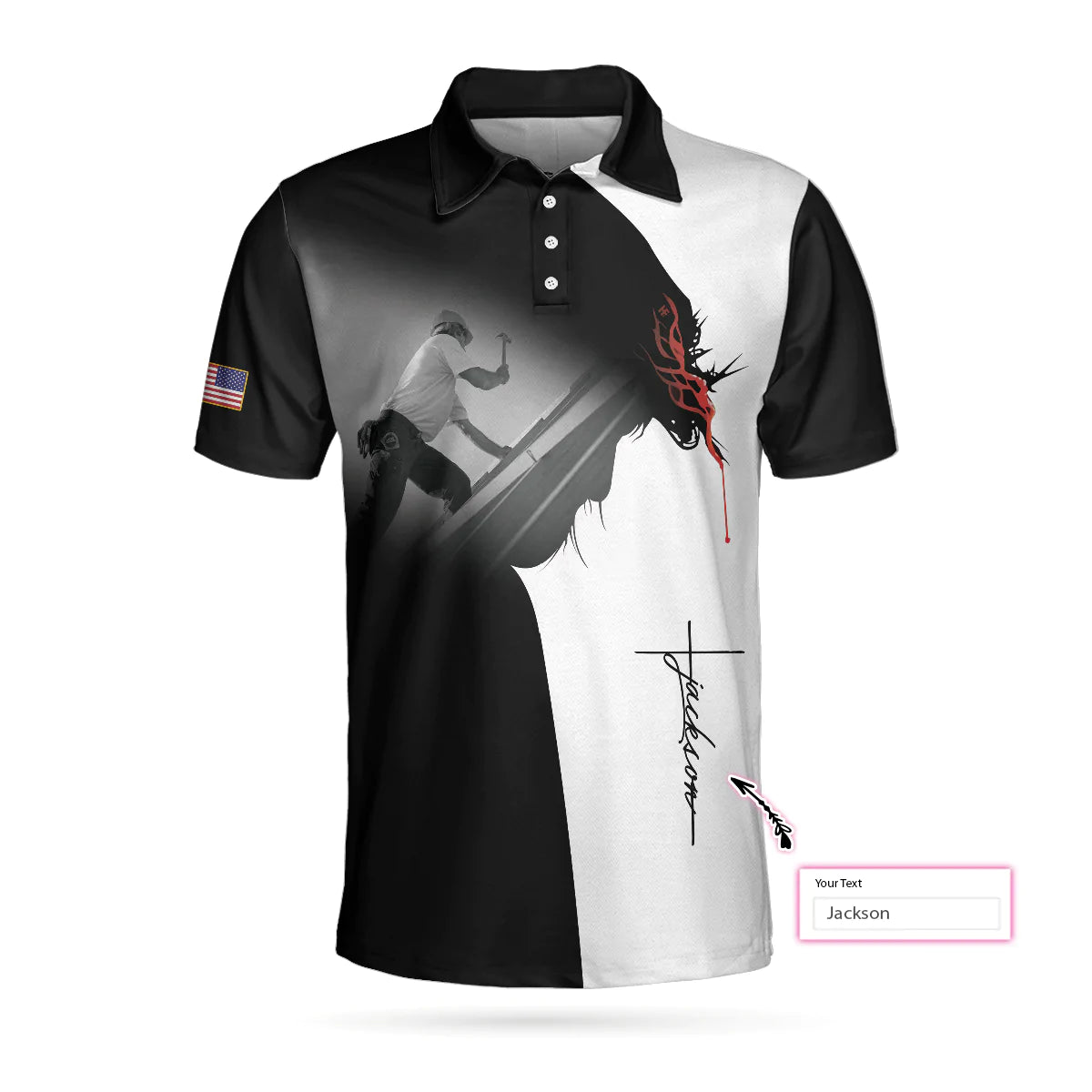 Personalized Black And White Christian Roofer Men Polo Shirt, Roofer I Can Do All Things Custom Shirt For Male