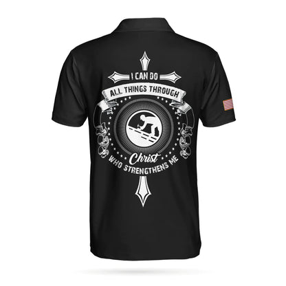 Personalized Black And White Christian Roofer Men Polo Shirt, Roofer I Can Do All Things Custom Shirt For Male