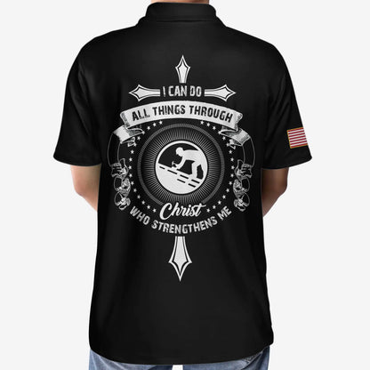 Personalized Black And White Christian Roofer Men Polo Shirt, Roofer I Can Do All Things Custom Shirt For Male