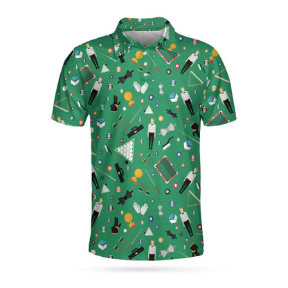 Seamless Texture Pattern Billiards Polo Shirt, Green Billiards Shirt For Men, Gift For Billiards Lovers - Perfect Gift For Men