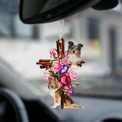 Shetland Sheepdog Roses and Jesus Ornament - Gift For Pet Lovers - Gift For Dog Mom, Dog Lover, Dog Owner