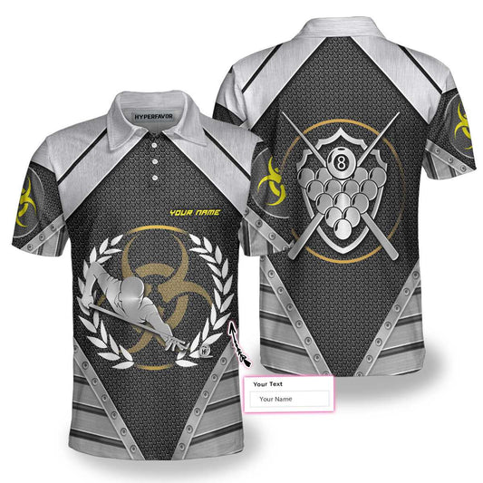 Silver Billiards Custom Polo Shirt, Personalized Billiards Shirt For Men, Billiards Polo Shirt - Perfect Custom Gift For Billiards Player, Golfers