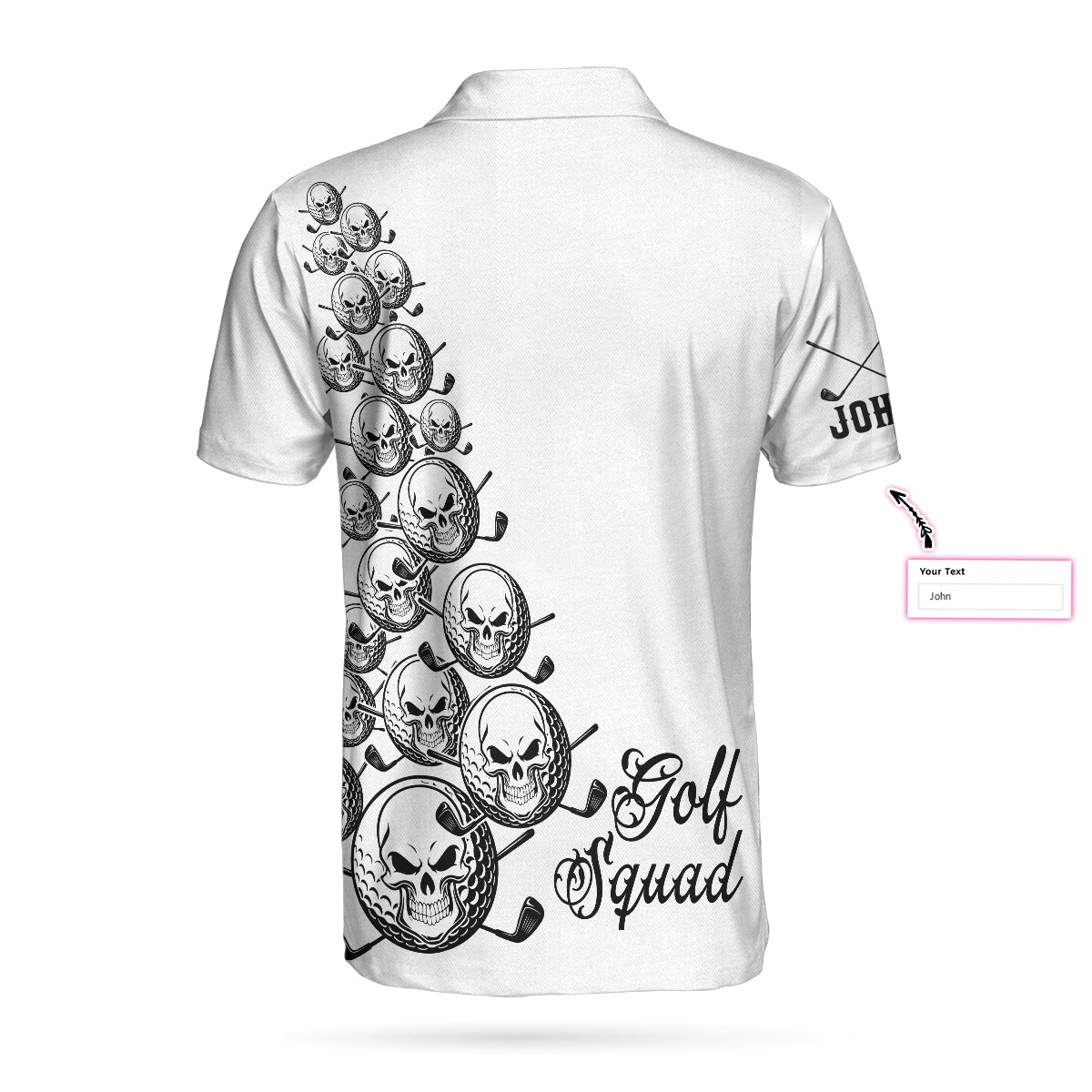 Skull Golfer Custom Name Polo Shirt, White Golf Squad Shirt, Personalized Golf Shirt For Men - Perfect Gift For Men, Golfers
