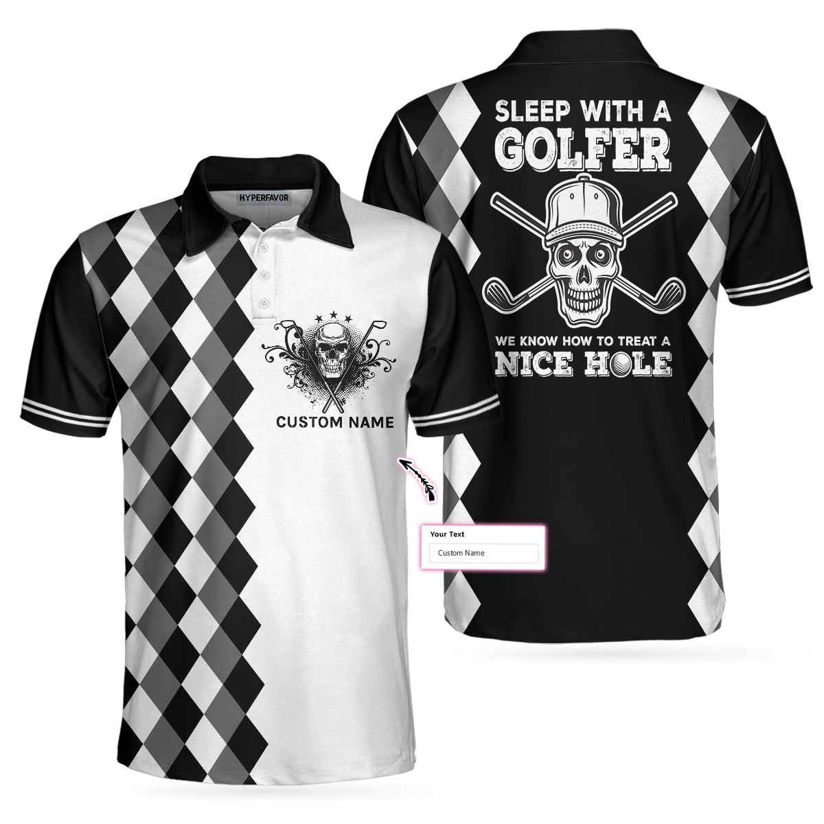 Skull Golf Custom Name Polo Shirt, Sleep With Golfer We Know How To Treat A Nice Hole Golf Custom Polo Shirt- Personalized Golf Gift For Golfers