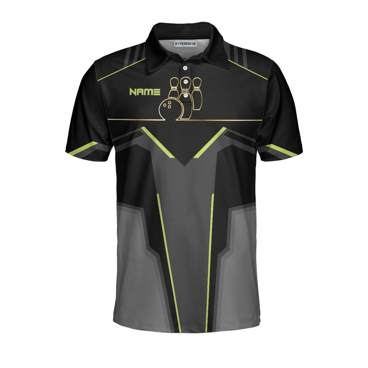 Slow Roll Black And Golden Pattern Custom Bowling Polo Shirt, Personalized Bowling Shirt For Men, Best Gift For Bowler - Perfect Gift For Men