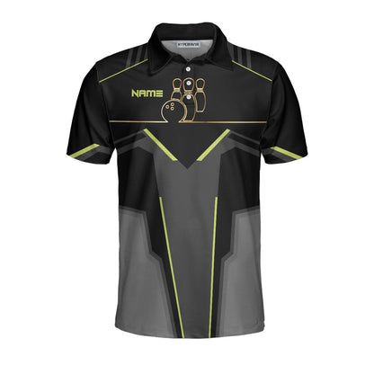 Slow Roll Black And Golden Pattern Custom Bowling Polo Shirt, Personalized Bowling Shirt For Men, Best Gift For Bowler - Perfect Gift For Men