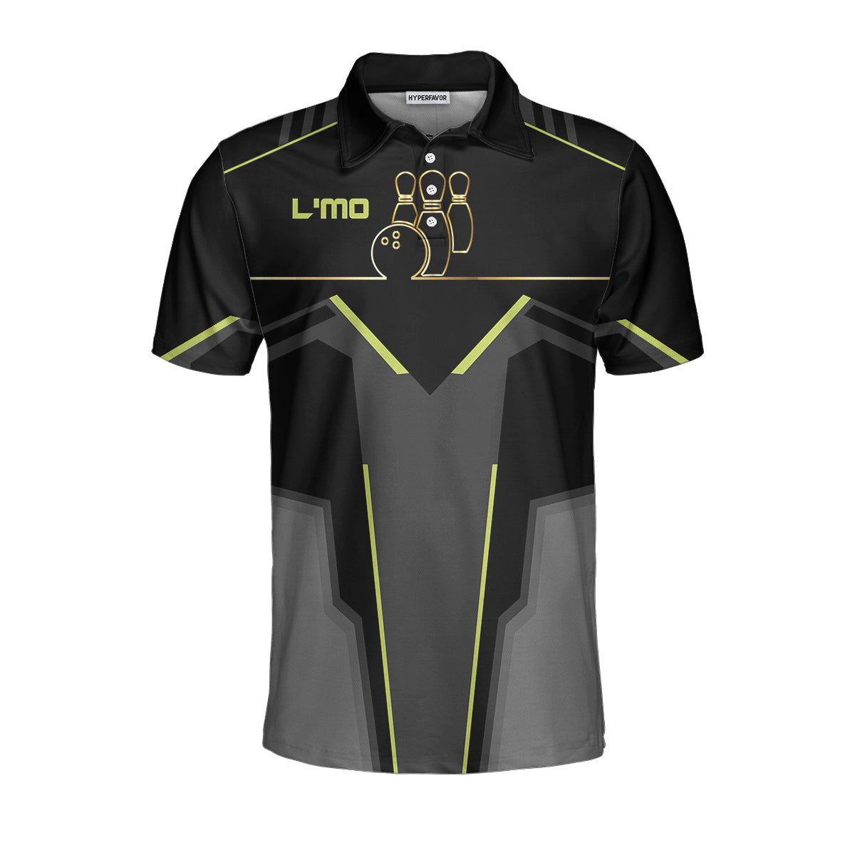 Bowling Custom Men Polo Shirt - Slow Roll Black and Golden Pattern Bowling Polo Shirt - Perfect Gift For Friend, Family, Bowling Lovers