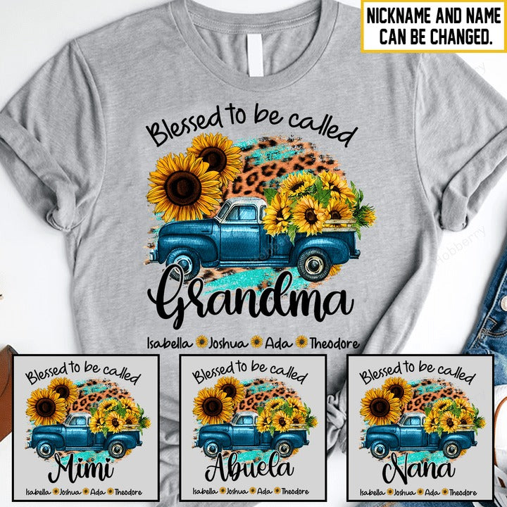 Grandma and Kids Custom Name T-shirt, Blessed To Be Called Mimi Personalized Shirt - Perfect Gift For Gigi, Nana, Mimi, Grandma
