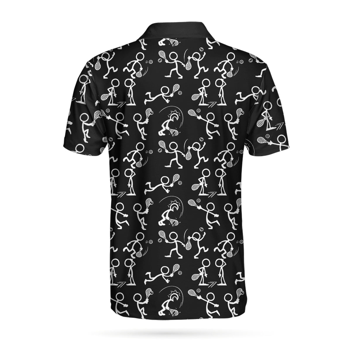 Stickfigures Playing Tennis Short Sleeve Polo Shirt, Doodling Tennis Polo Shirt, Best Tennis Shirt For Men - Perfect Gift For Men, Tennis Lovers